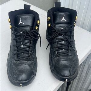 Jordan 12 Black Sneakers All-Black Leather Jumpman